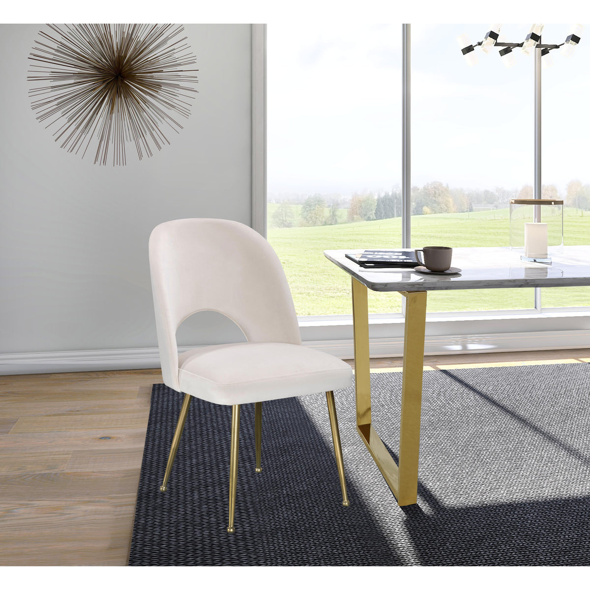 Meridian Logan Cream Velvet Dining Chair