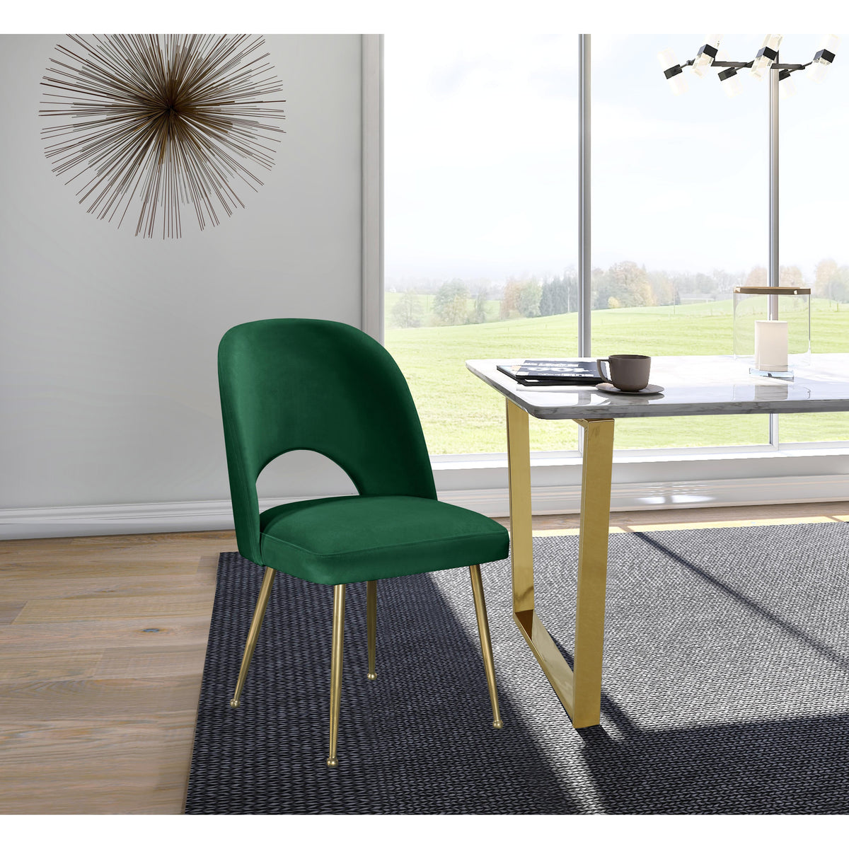 Meridian Logan Green Velvet Dining Chair