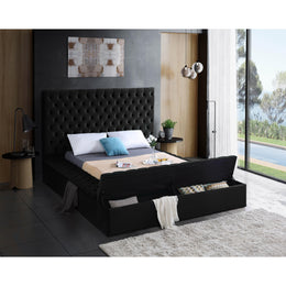 Meridian Bliss Black Velvet Queen Bed (3 Boxes)