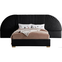 Meridian Cleo Black Velvet Queen Bed (3 Boxes)