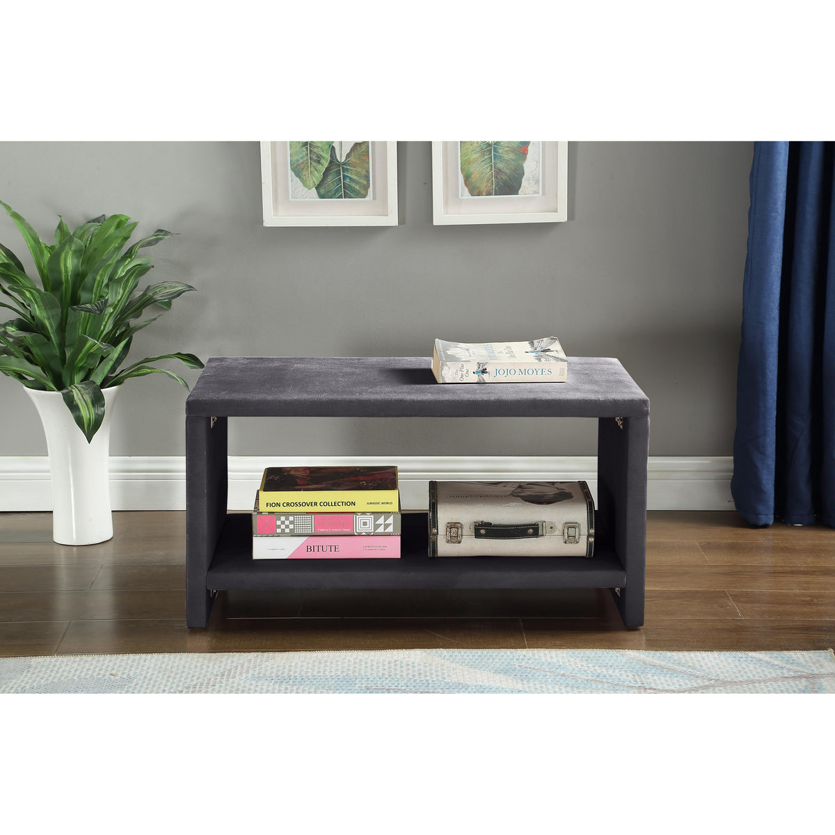 Meridian Cleo Grey Velvet Night Stand