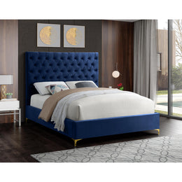 Meridian Cruz Navy Velvet Full Bed