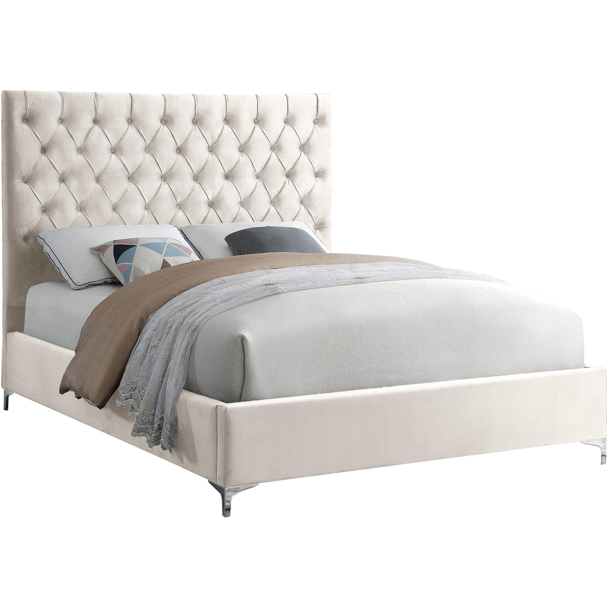 Meridian Cruz Cream Velvet King Bed