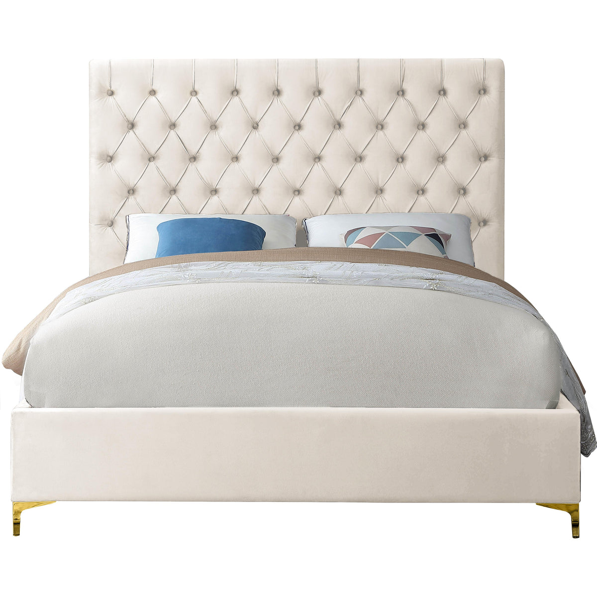 Meridian Cruz Cream Velvet King Bed