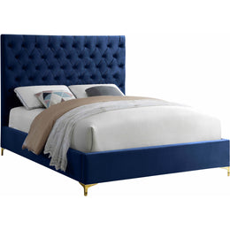 Meridian Cruz Navy Velvet King Bed