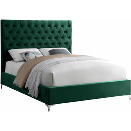 Meridian Cruz Green Velvet Queen Bed