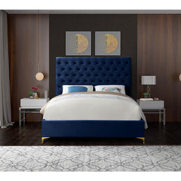 Meridian Cruz Navy Velvet Queen Bed