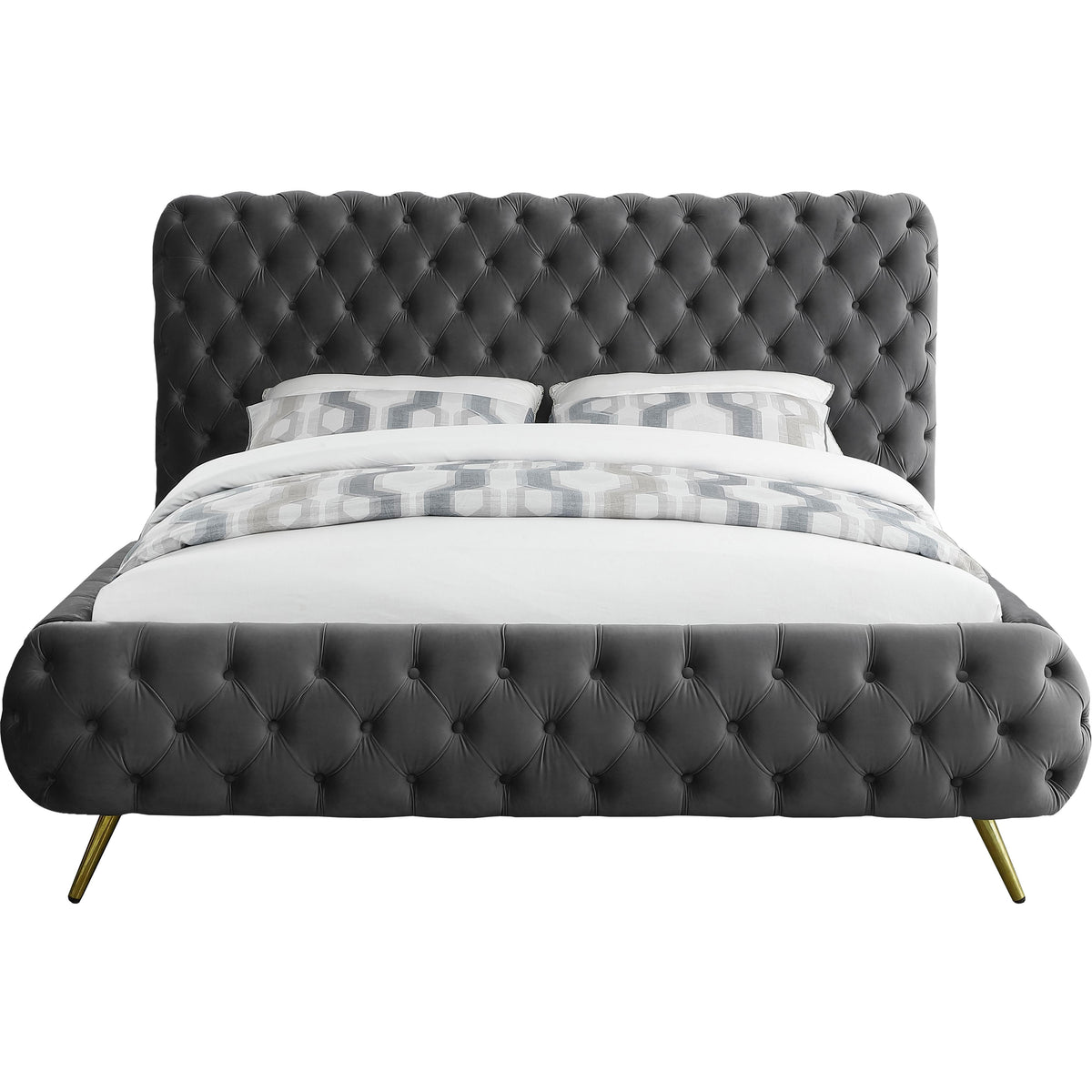 Meridian Delano Grey Velvet King Bed