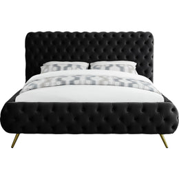 Meridian Delano Black Velvet Queen Bed
