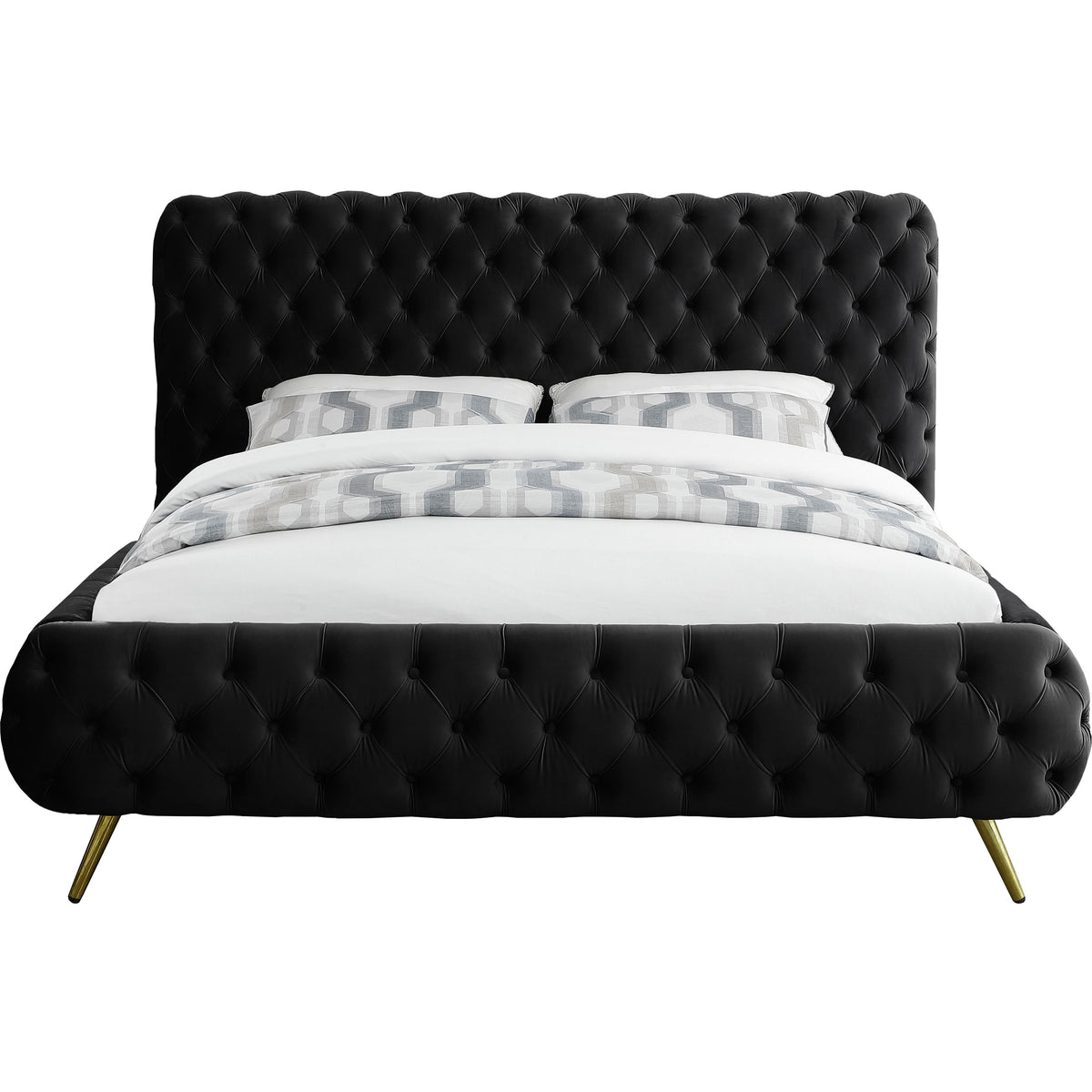 Meridian Delano Black Velvet Queen Bed