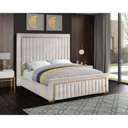 Meridian Dolce Cream Velvet King Bed (3 Boxes)
