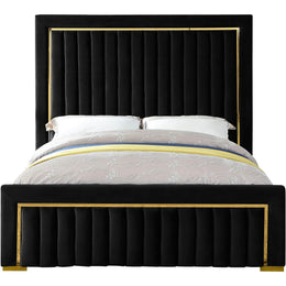 Meridian Dolce Black Velvet Queen Bed (3 Boxes)