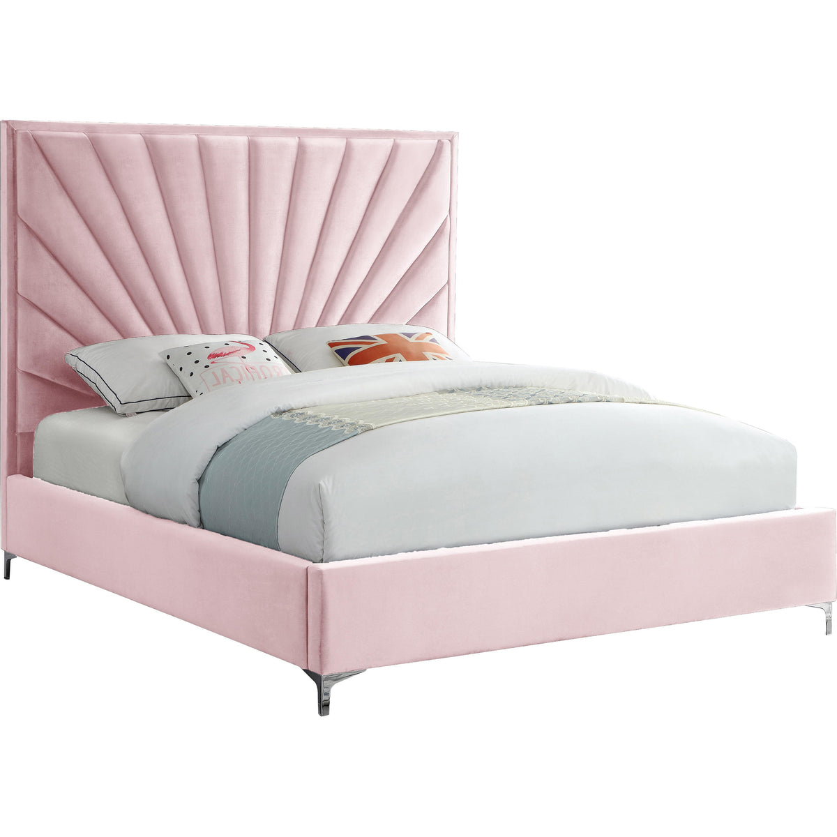 Meridian Eclipse Pink Velvet Full Bed