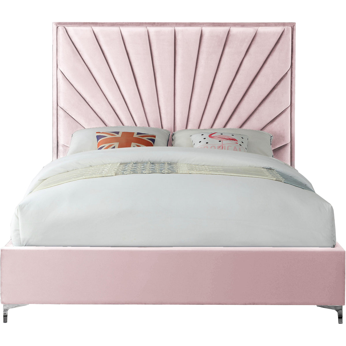 Meridian Eclipse Pink Velvet Full Bed