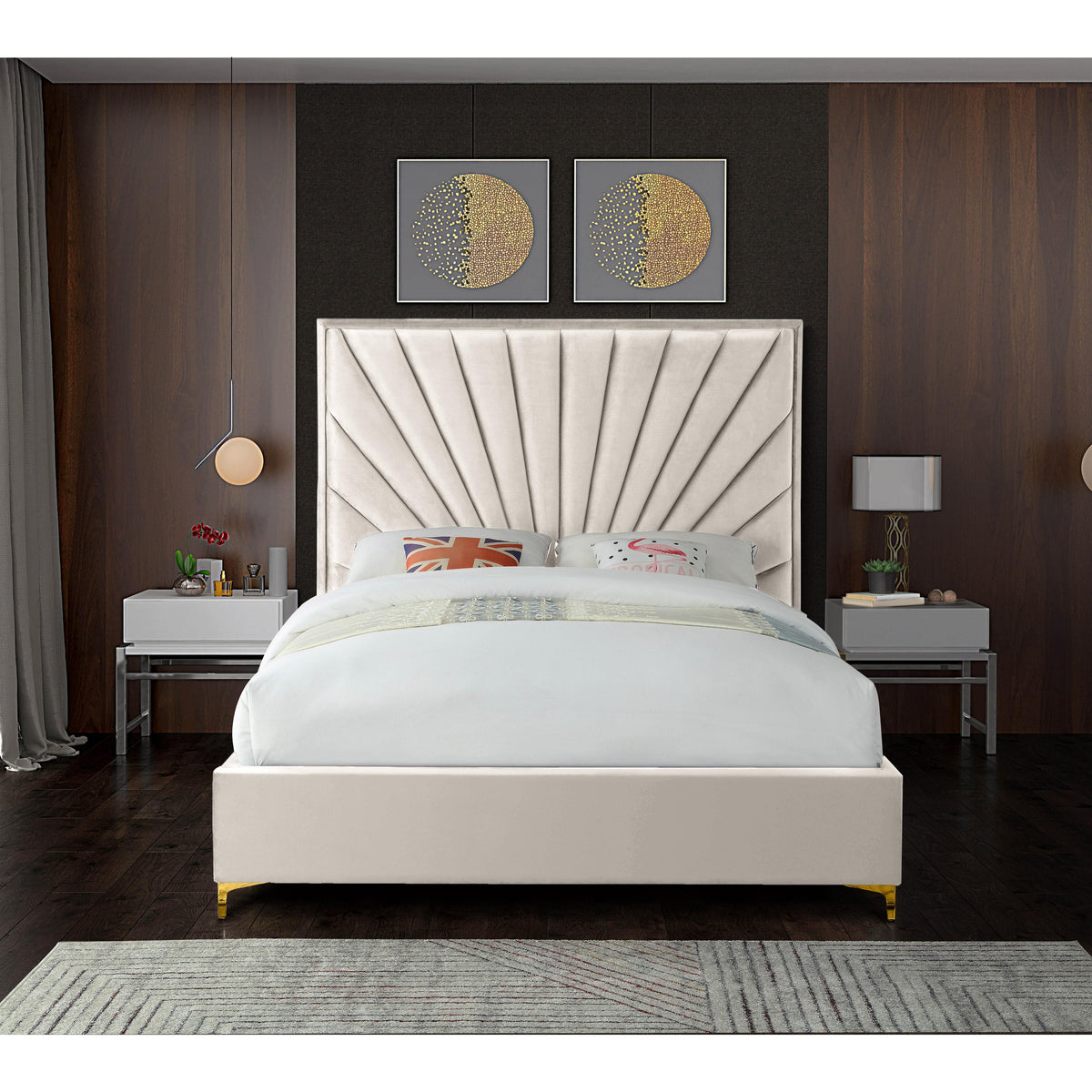 Meridian Eclipse Cream Velvet King Bed