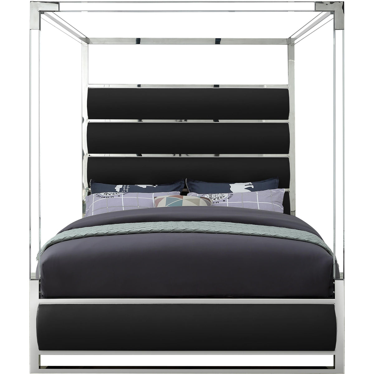 Meridian Encore Black Vegan Leather Queen Bed (4 Boxes)
