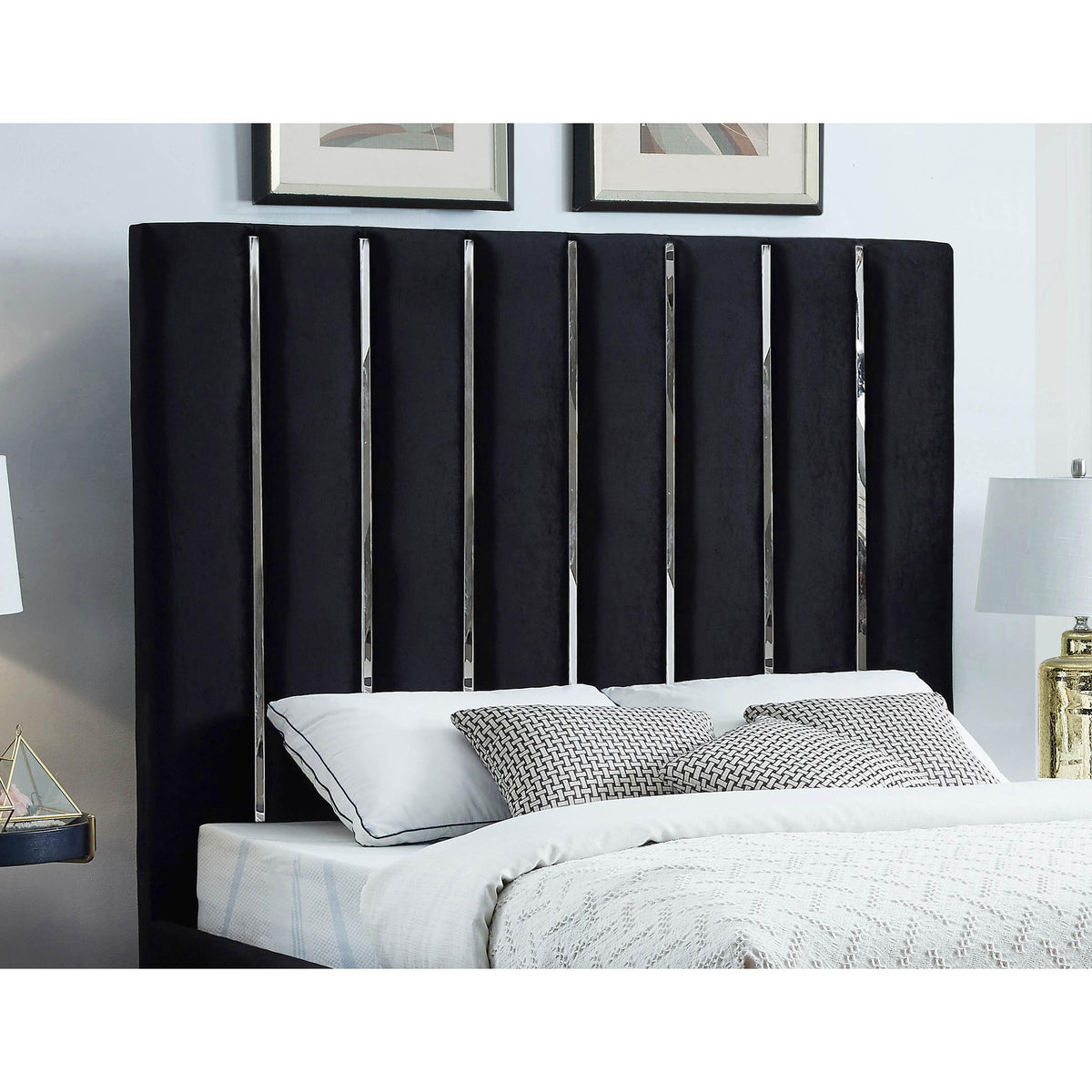 Meridian Enzo Black Velvet Full Bed
