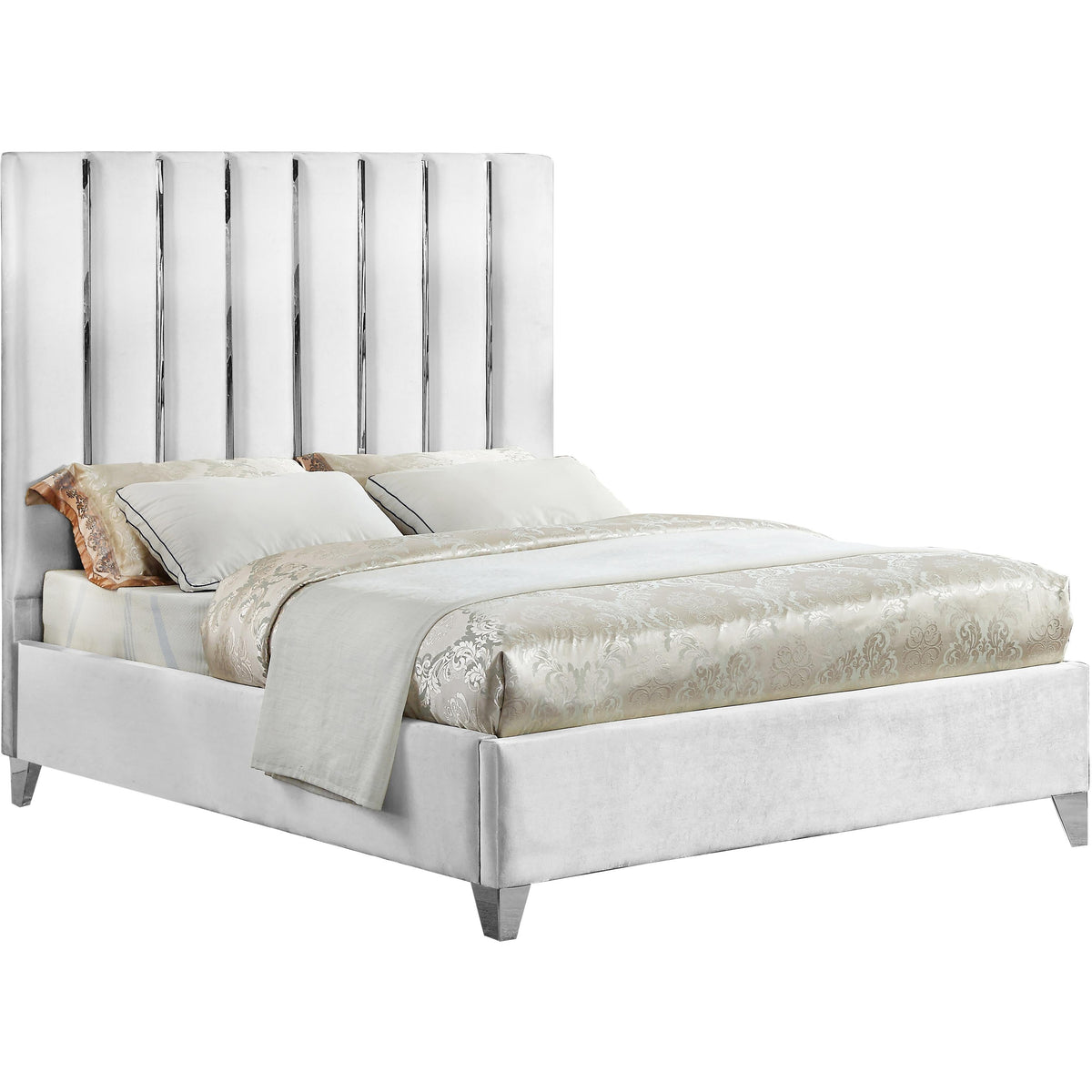 Meridian Enzo White Velvet King Bed
