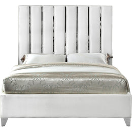 Meridian Enzo White Velvet King Bed