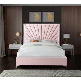 Meridian Eclipse Pink Velvet Queen Bed