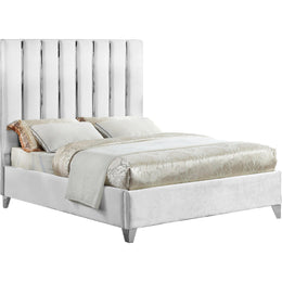 Meridian Enzo White Velvet Queen Bed