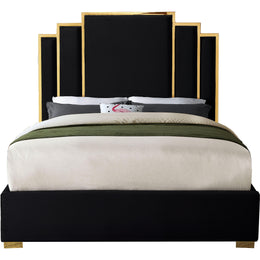 Meridian Hugo Black Velvet Queen Bed