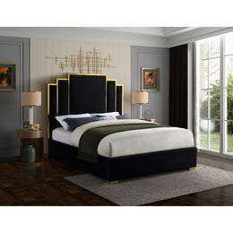 Meridian Hugo Black Velvet Queen Bed