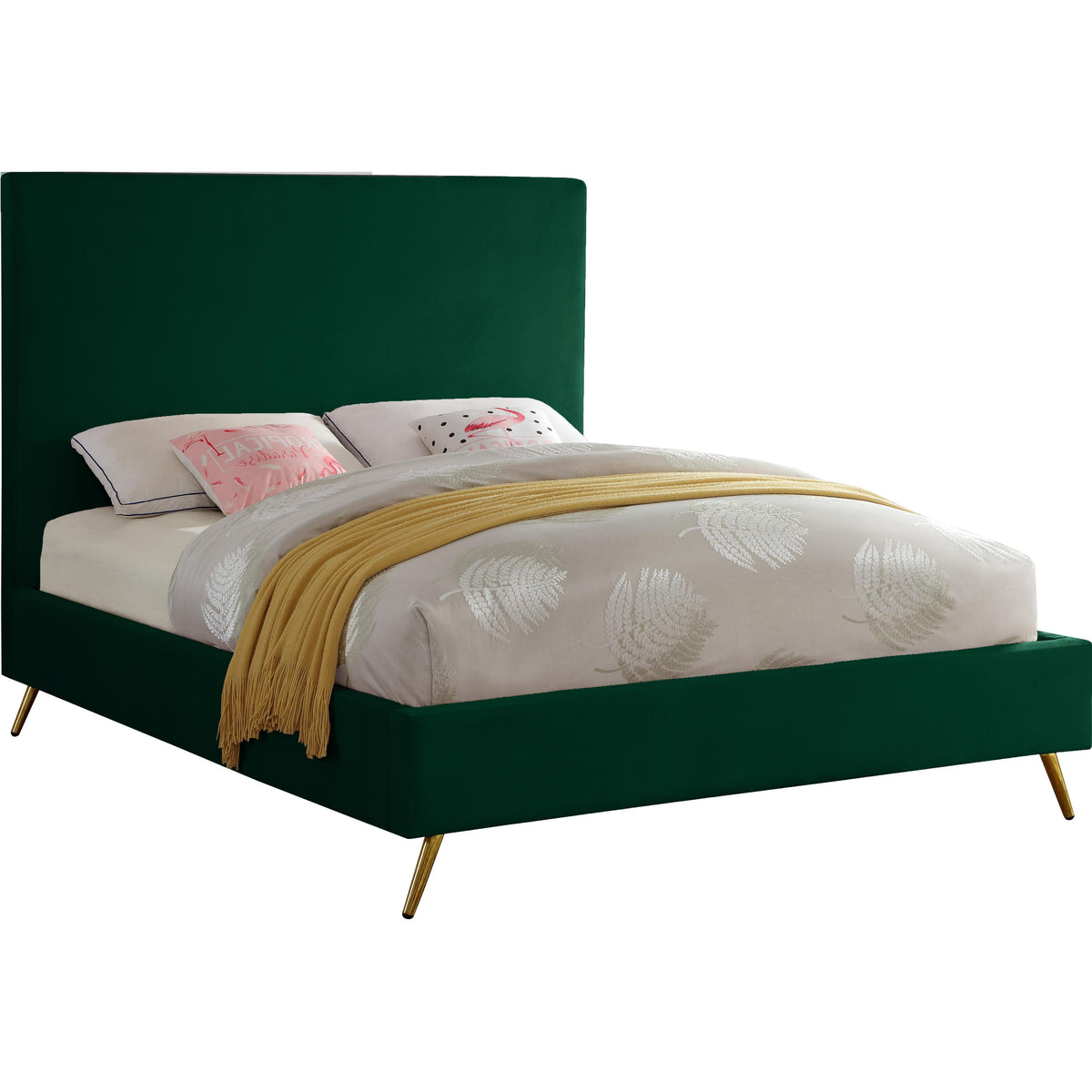 Meridian Jasmine Green Velvet Full Bed