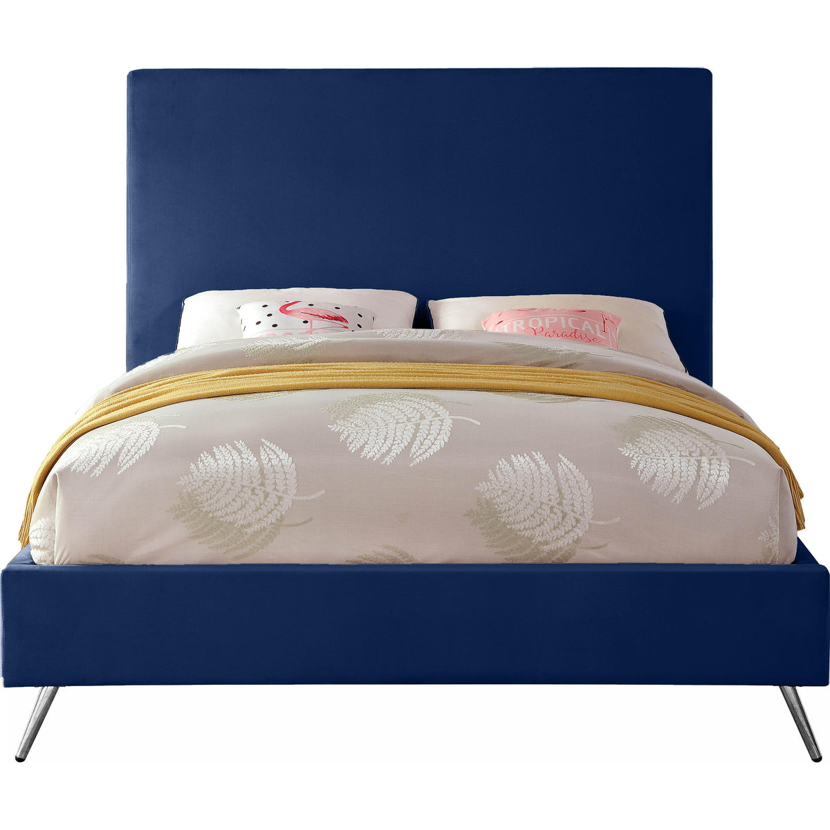 Meridian Jasmine Navy Velvet Full Bed