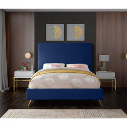 Meridian Jasmine Navy Velvet Full Bed