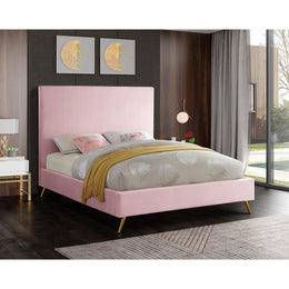 Meridian Jasmine Pink Velvet Full Bed