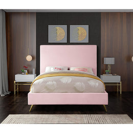 Meridian Jasmine Pink Velvet Full Bed