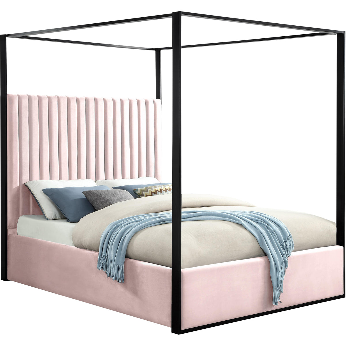 Meridian Jax Pink Velvet Queen Bed
