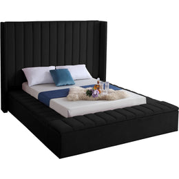 Meridian Kiki Black Velvet Full Bed (3 Boxes)