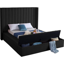 Meridian Kiki Black Velvet Full Bed (3 Boxes)