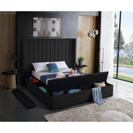 Meridian Kiki Black Velvet Full Bed (3 Boxes)