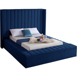 Meridian Kiki Navy Velvet Full Bed (3 Boxes)