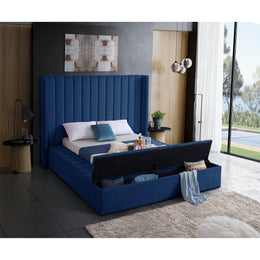 Meridian Kiki Navy Velvet King Bed (3 Boxes)