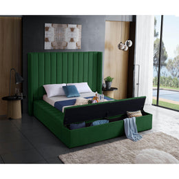 Meridian Kiki Green Velvet Queen Bed (3 Boxes)