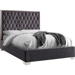 Meridian Lexi Grey Velvet Full Bed