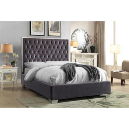Meridian Lexi Grey Velvet Queen Bed