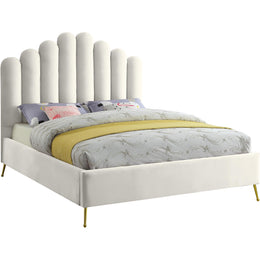 Meridian Lily Cream Velvet Full Bed