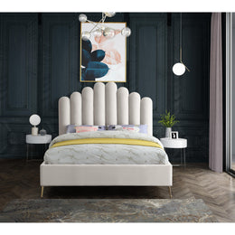 Meridian Lily Cream Velvet Full Bed
