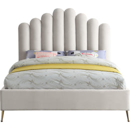 Meridian Lily Cream Velvet King Bed