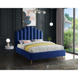 Meridian Lily Navy Velvet Queen Bed