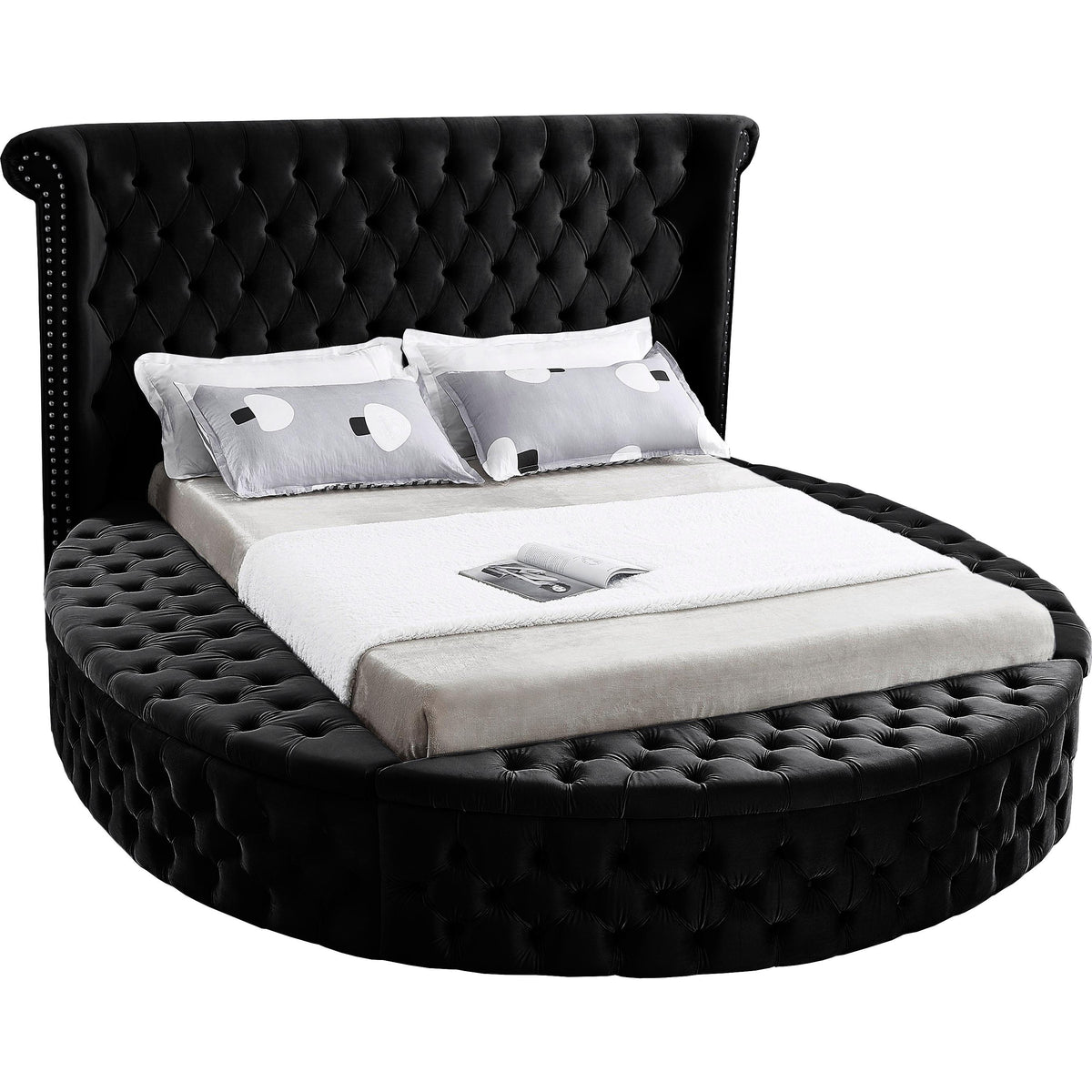Meridian Luxus Black Velvet Full Bed (3 Boxes)