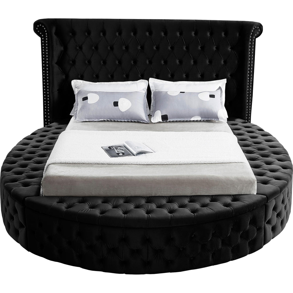 Meridian Luxus Black Velvet Full Bed (3 Boxes)