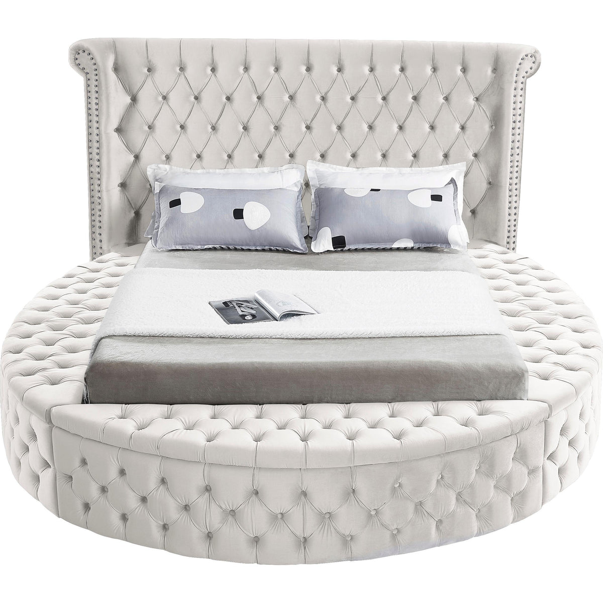 Meridian Luxus Cream Velvet Full Bed (3 Boxes)