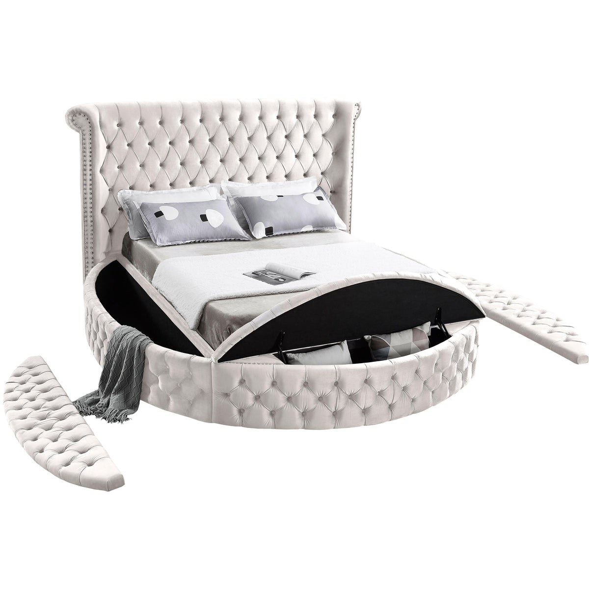Meridian Luxus Cream Velvet Full Bed (3 Boxes)