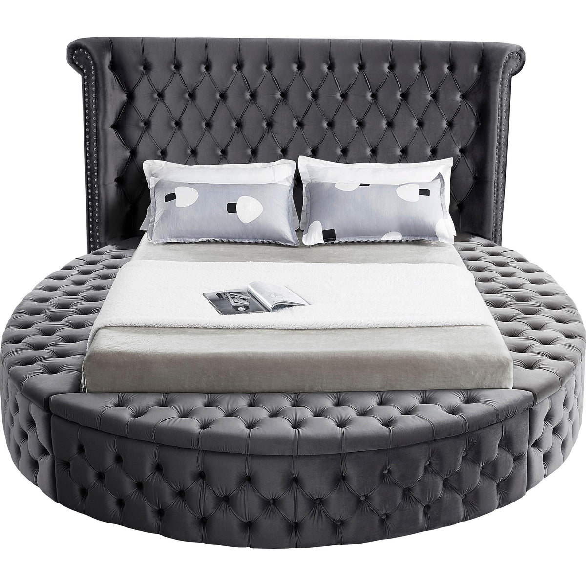 Meridian Luxus Grey Velvet Full Bed (3 Boxes)